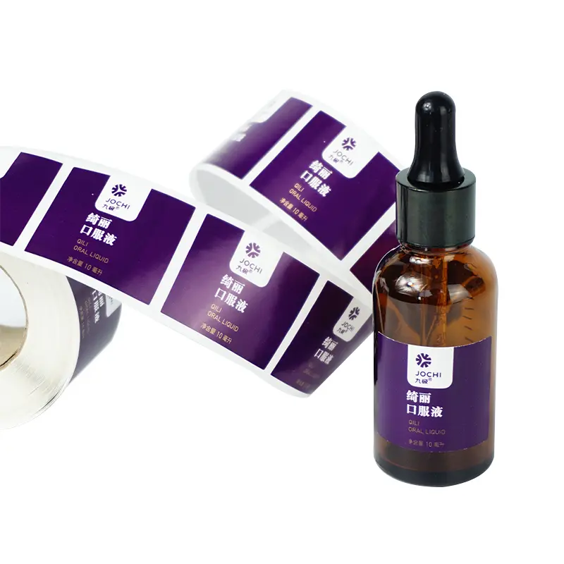 Printing waterproof clear vinyl stickers cosmetic perfume packaging bottle label